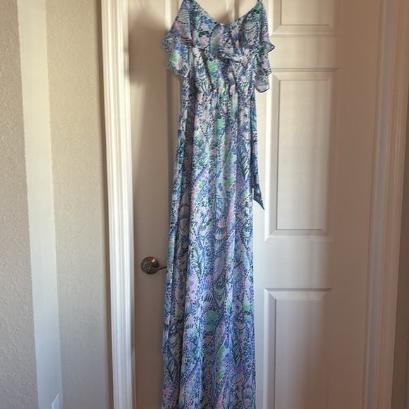 Lilly Pulitzer Coastal Blue Tails of The Sea (2018) Maxi Dress - Picture 3 of 6